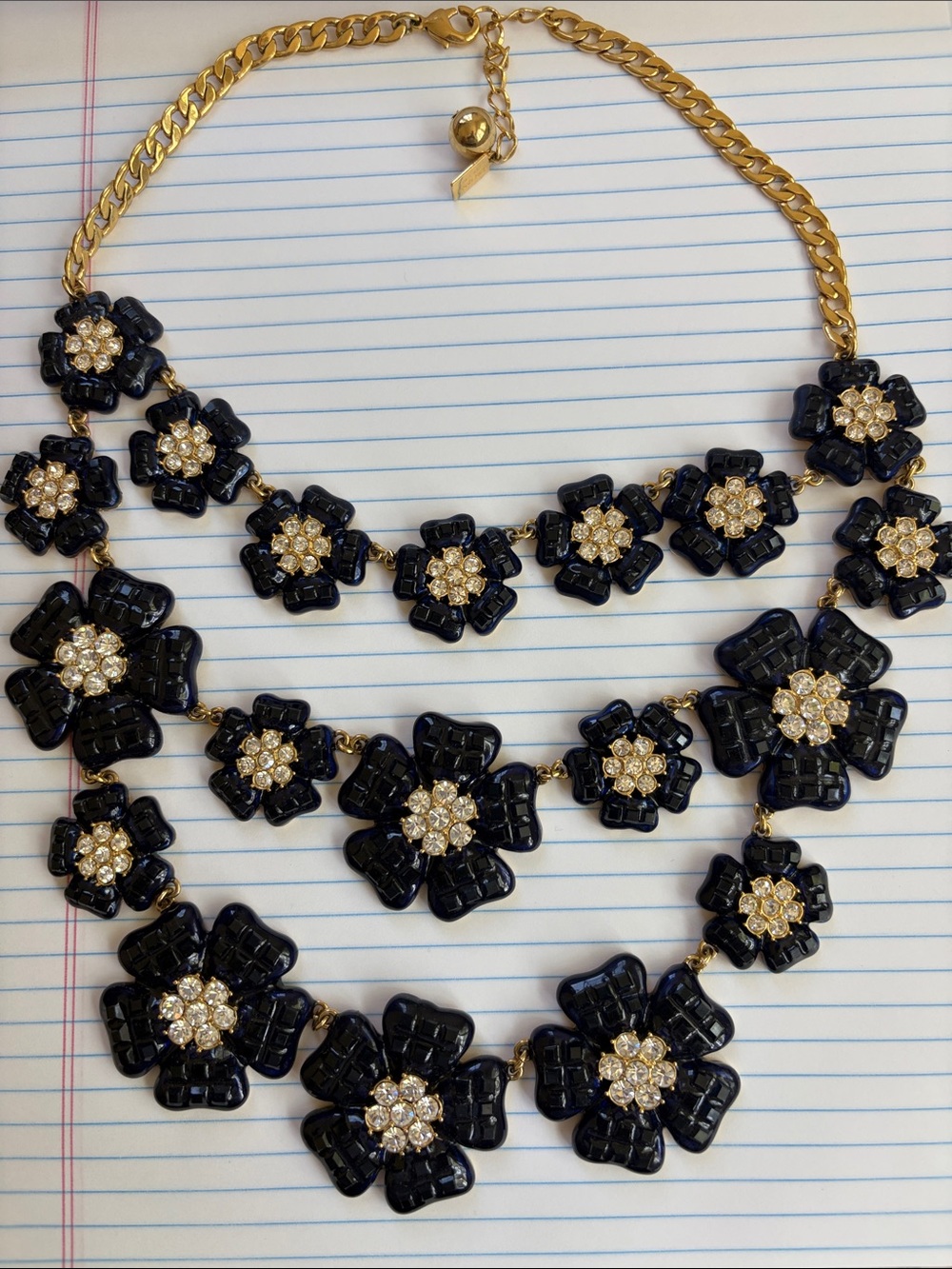 kate spade Navy, White, and Gold Floral Layered Necklace